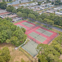 aerial of tennis and basketball courts